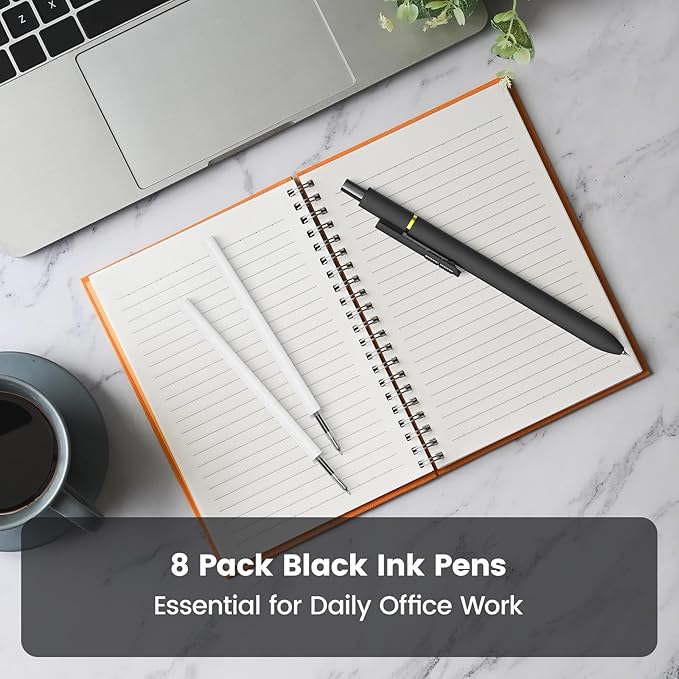 16Pcs Black Gel Pens - 0.7mm Medium Point Black Ink Pens | Smooth Writing - Quick Drying Retractable Pen for Men Women (Black - 16Pcs)