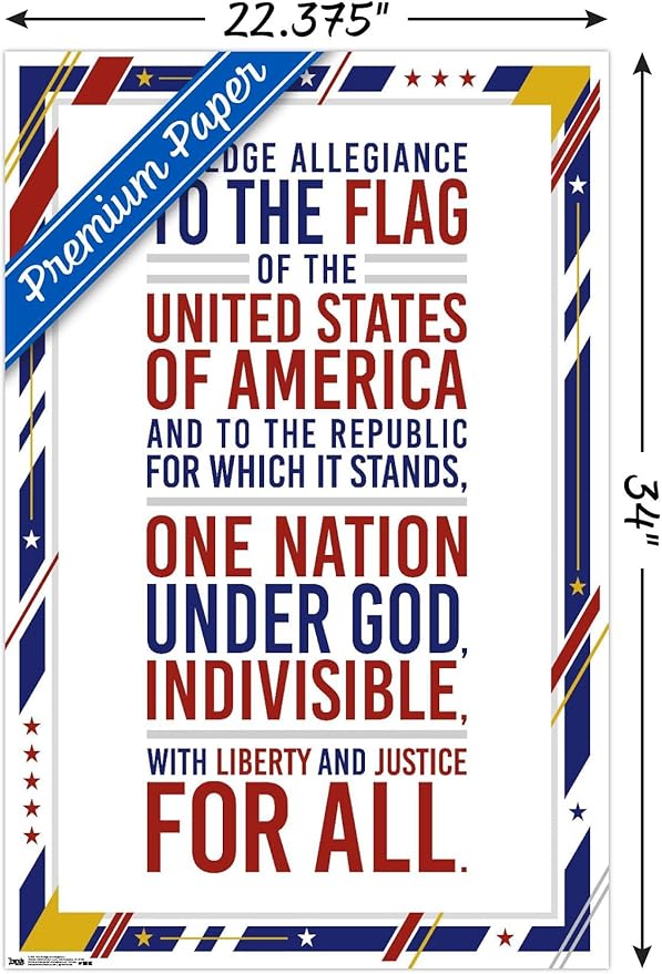 Trends International The United States Of America - Pledge Of Allegiance Wall Poster, 22.375" x 34", Premium Poster & Mount Bundle