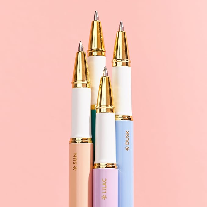 Erin Condren Metal Gel Pens 4-Pack | Smooth Writing in Multiple Colors | Fun, Functional, Durable, Portable Gel Pens for Writing, Journaling, Drawing, Decorating and More