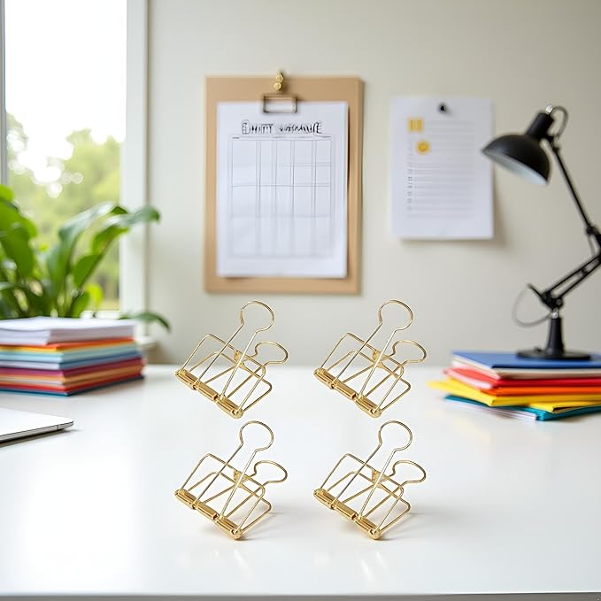 4Pcs Golden Hollow Out Long Tail Wire Binder Clips Paper Binder Clip Large 51mm Binder and Paper Clips Small in Size and Light in Weight,Clips, Clamps and Rings,Clips, Clamps and Rings