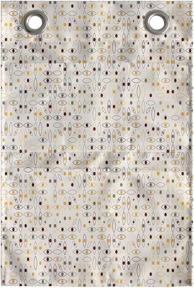 Ambesonne Abstract Hanging Pocket Organizer, Geometric Eye Motifs or Circular Mini, Printed Polyester Storage Bag with Pockets, 14" x 20", Eggshell Maroon
