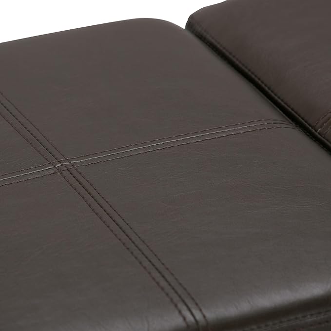 SIMPLIHOME Avalon Storage Ottoman - 42 inch Wide Upholstered Vegan Leather Rectangular Flip-Top Ottoman in Chocolate Brown, Contemporary Coffee Table Ottoman for Living Room with Hidden Storage