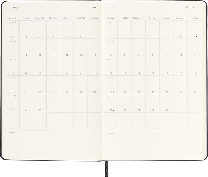 Moleskine 2023-2024 Weekly Horizontal Planner, 18M, Large, Black, Hard Cover (5 x 8.25)