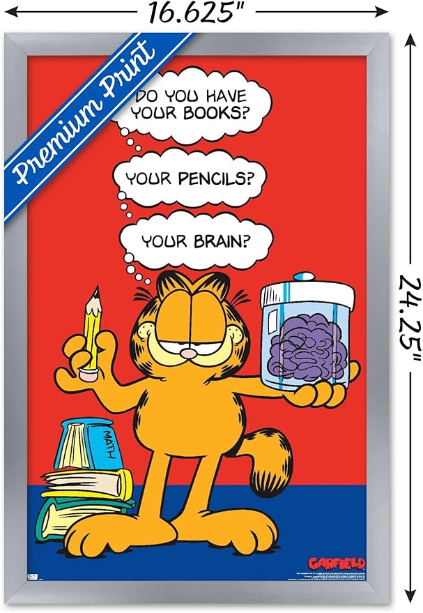 Garfield - Brain Wall Poster, 22.4L" x 14.7W", Silver Framed Version
