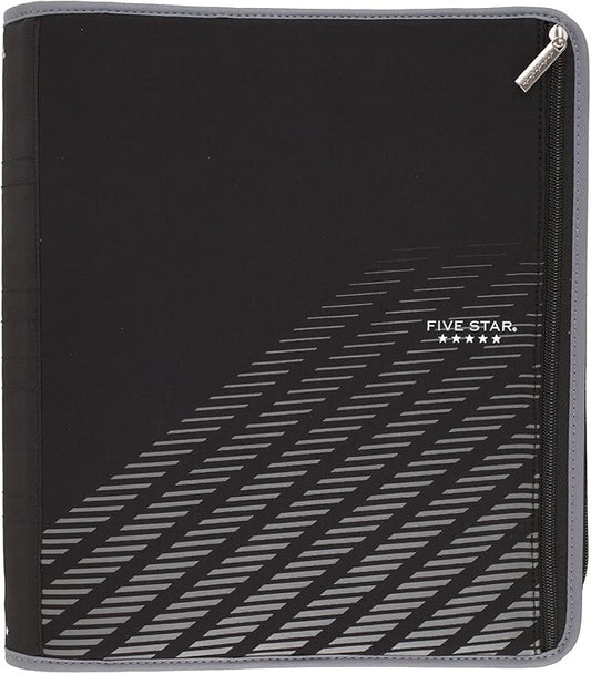 Five Star Zipper Binder, 2 Inch 3 Ring Binder, Xpanz, Gray Lines (29040Hx9)
