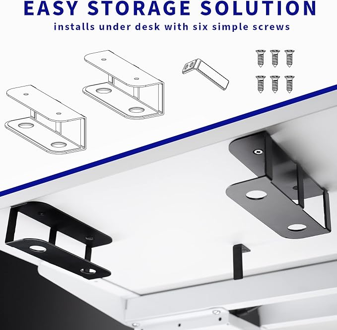VIVO Universal Under Desk Laptop Storage Mount, Tablet Mounting Brackets, Under Table Hidden Docking Station Holder, Multimedia Device Bracket, 3 Parts, Mount-UDLS1