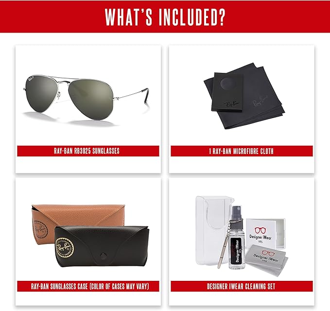 Ray-Ban RB3025 Metal POLARIZED Aviator Sunglasses For Men For Women +BUNDLE with ACCESSORY EYEWEAR KIT