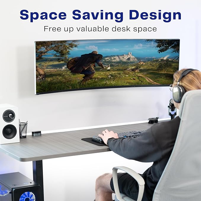 VIVO Full Motion Ultrawide Monitor Wall Mount, Fits Ultra-Wide Screens up to 49 inches and 44 lbs, Wide VESA Range with Tilt and Swivel, Black, MOUNT-VW06