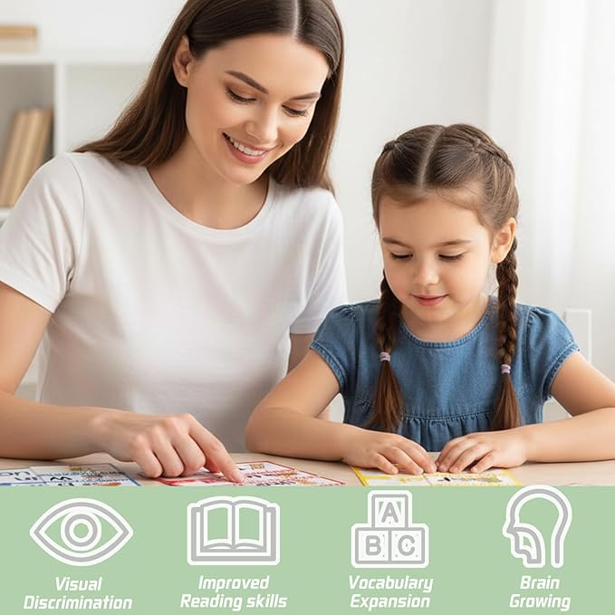 30 Read and Rhyme Flip Books, Word Family Build Book, Learn to Read Phonics Flash Cards, ABC Vocabulary Flash Cards, Kindergarten Sight Words for Preschool Learning Activities and Reading Games