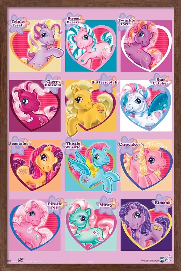 Trends International Hasbro My Little Pony - Chart Wall Poster, 14.725" x 22.375", Mahogany Framed Version