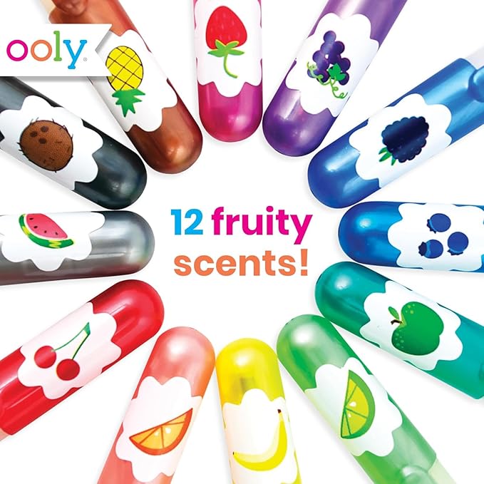 Ooly Scented Yummy Yummy Glitter Gel Pens Set of 12-1.00mm NIB Scented Glitter Pens for Kids and Adults, Art and Stationery Supplies