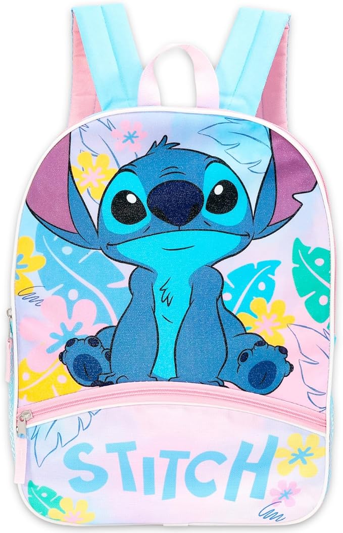 Disney Stitch Backpack and Lunchbox for Girls - Bundle with 16" Backpack, Lunch Box, Water Bottle, Stickers, More | Lilo and Stitch School Bag and Lunch Bag for Kids