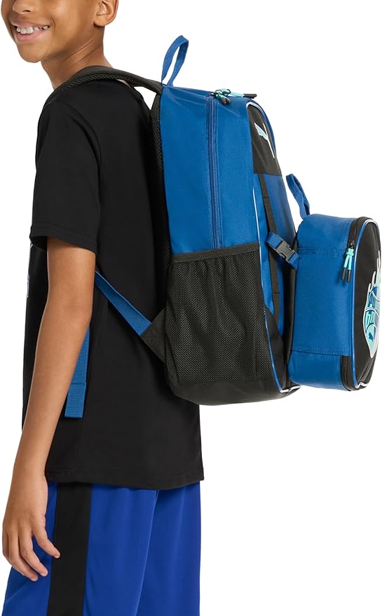 PUMA Unisex Kid's Colony Lunch Kit & Backpack Combo, Heather Grey/Heat Fire, Medium