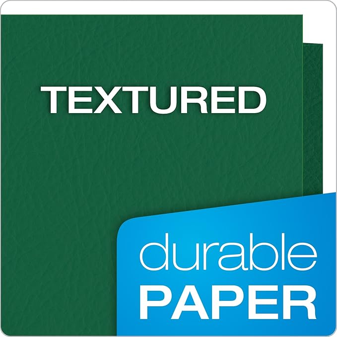Oxford Two Pocket Folders, Textured Paper, Hunter Green, For School, Home, and Office, Letter Size, 25 Per Box (57556EE)