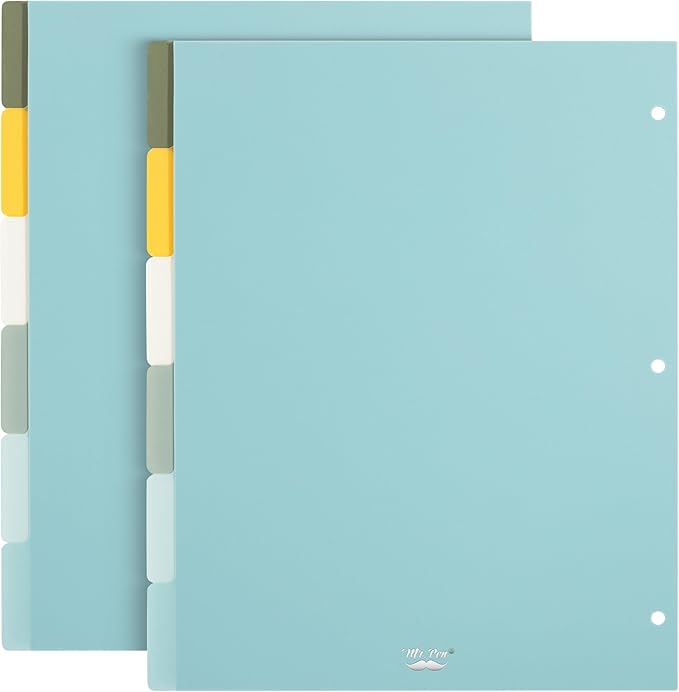 Mr. Pen- 3 Ring Binder Dividers with Tabs, 2 Sets, 6 Pack/Set, Letter Size, Earthlight Colors, Plastic 6 Tab Dividers for 3 Ring Binder with 12 pcs Labels