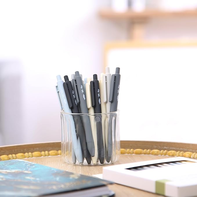 Mr. Pen- Retractable Gel Pens, 12Pack, Black Ink, Monochrome Elegance Barrel Gel Pens Fine Point 0.5mm, Gel Ink Pens Aesthetic Pens for Journaling Fine Tip Pens