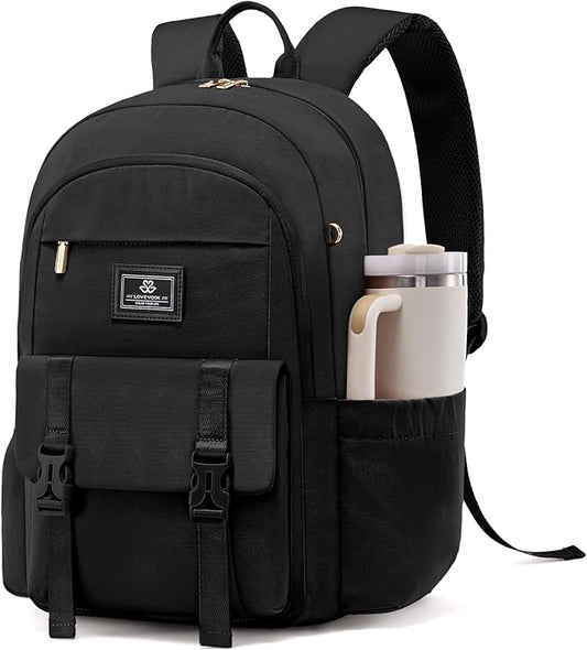 LOVEVOOK School Backpack for Girls Boys,Bookbag for Teen with Pouch Pocket for Large Capacity Cup, Waterproof School Bookbag, Preppy Backpack Travel Daypack with 15.6 inch Laptop Compartment