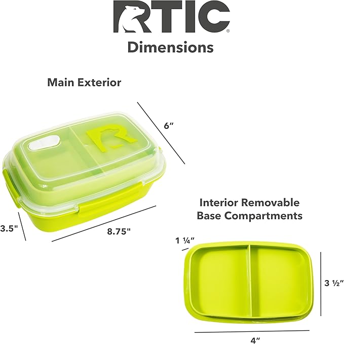 RTIC 5 Compartment Lunch Containers, Hot Food Container with Lid for Adults, Microwave Safe Divided Snack Lunch Box for Work or Travel, Reusable, BPA Free with Vent Space