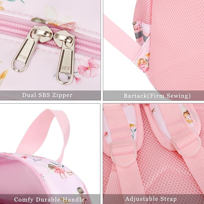 DSIUE Kids Backpack for Girls Elementary BookBags Teens School Backpack with Lunch Box Flower Fairy Beige