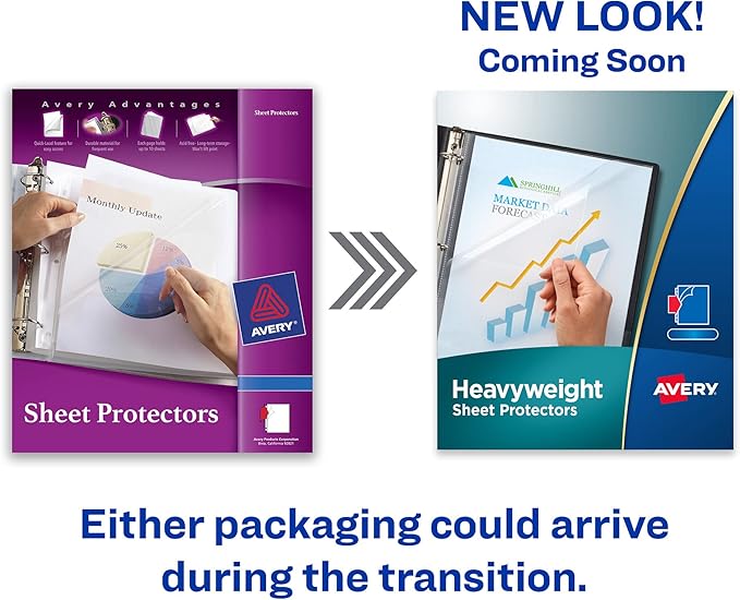Avery Diamond Clear Heavyweight Sheet Protectors, 8.5" x 11", Easy Load, 1000 Total Page Protectors (74400)