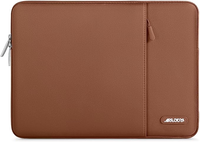 MOSISO Laptop Case 16 inch, 15-15.6 inch Laptop Sleeve Compatible with MacBook Pro 16 M4 M3 M2 M1, HP Acer Dell Lenovo ASUS Notebook, Polyester Vertical Computer Sleeve Bag with Pocket, Caramel Brown