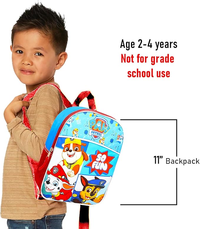 Paw Patrol Mini Backpack with Lunch Box for Kids, Boys ~ 5 Pc School Supplies Bundle with 11" Paw Patrol School Bag, Lunch Bag, Water Bottle, Stickers, and More