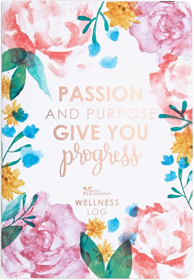 Erin Condren Designer Petite Planner - Wellness Log Edition 3, Track Habits for Sleep, Water Intake, Steps Taken, and Goals. Includes Inspirational and Fun Sticker Set