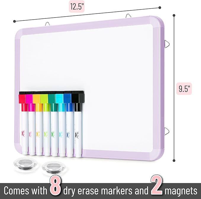 Mr. Pen- Dry Erase Board, 12.5" x 9.5" with 8 Dry Erase Markers and 2 Board Magnets, White Board Dry Erase, Magnetic Dry Erase Board, Small White Board Small Dry Erase Board for Wall