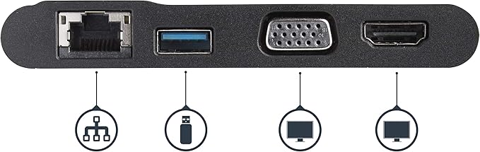 StarTech.com USB-C Multiport Adapter - USB-C Travel Dock with 4K HDMI or 1080p VGA, Gigabit Ethernet, 5Gbps USB-A 3.0 - Discontinued, Limited Stock, & Replaced by DKT31CHVL (DKT30CHV)