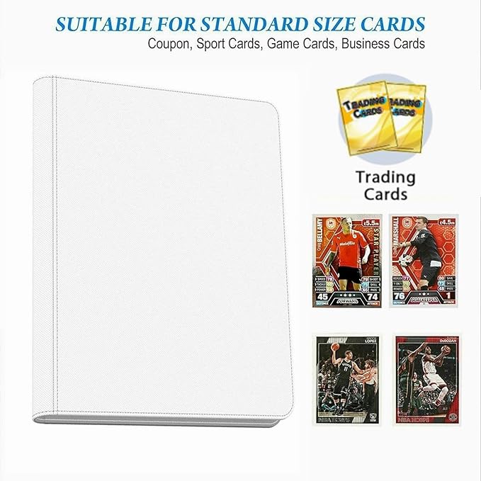 Premium 9-Pocket Zippered Trading Card Binder, 540 Pockets Double-Sided Side-Loading Card Organizer Album, PU Leather Card Holder Protector for MTG, TCG, Sports Cards (White)
