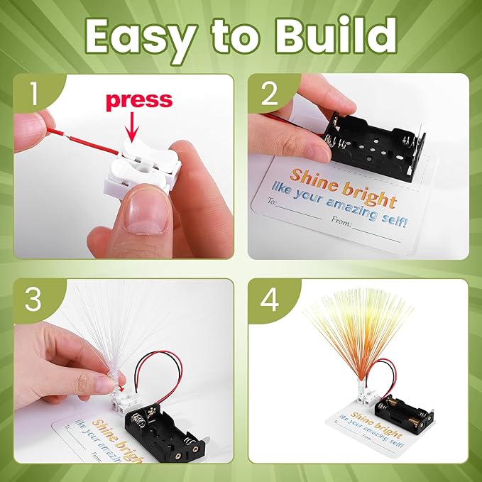 12 Bulk Craft Kits for Kids 8-12, STEM Activities Science Projects for Girls, Fiber Optic Light Experiments, Simple Electric Circuits Classroom Gifts for Class 2nd 3rd 4th Grade Activity