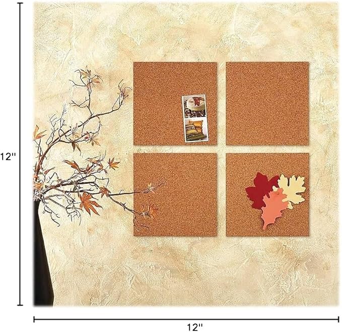 Quartet Cork Tiles, Bulletin Board Cork Panels 12" x 12" x 3/16", Natural, (102) 4 Count (Pack of 6)