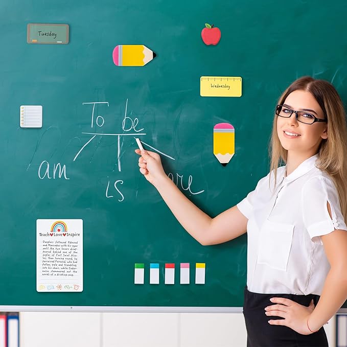 Xqumoi Teaching is A Work of Heart Sticky Notes Set 550 Sheets Pencil Apple Shape Self-Stick Note Pads Teacher Appreciation Gift Writing Memo Pads Page Marker Back to School Office Supplies (Black)