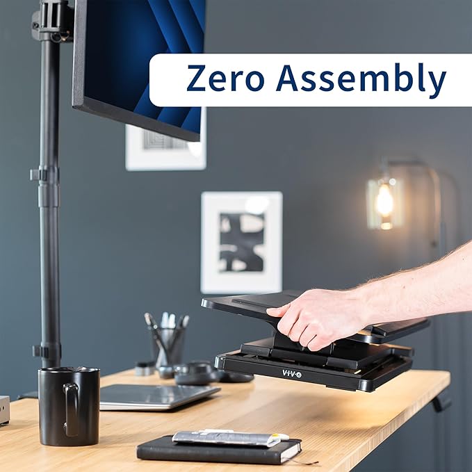 VIVO Single Top 30 inch Tilting Scissors Lift Keyboard and Mouse Riser, Height Adjustable Laptop Desk, for Ergonomic Sit Stand Workstations, Black, Desk-TKR1
