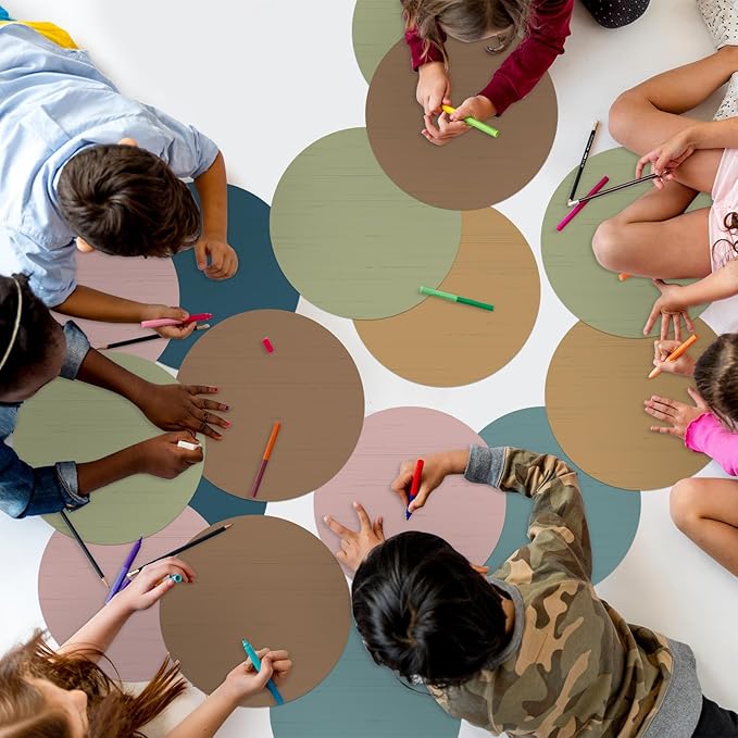 24 Pack 10 Inch Dry Erase Dots for Classroom Tables Dry Erase Circles Colorful Removable Board Marker Wall Sticker Decal Spot Set for Student Tables Desk School Teacher Supplies(Morandi Color)