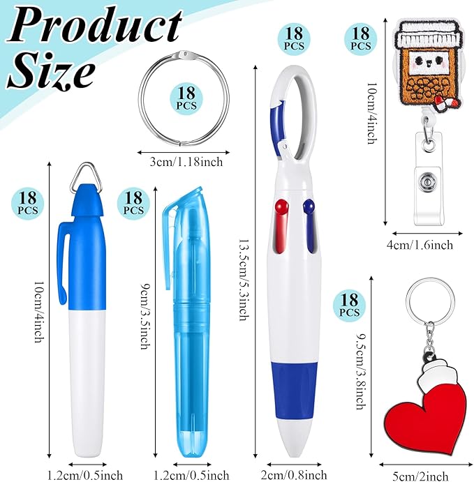 Henoyso 108 Pcs Nurse Badge Reel Pens Mini Highlighter Pens Bulk Nursing Week Appreciation Gifts Badge Accessories Retractable for Cna Medical Assistant Christmas Women (Stylish)