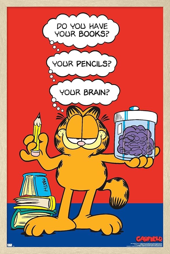 Garfield - Brain Wall Poster, 34L" x 22.4W", Blonde Framed Version