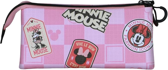Disney Minnie Mouse Journey Triple Pencil Case, Pink, 23 x 11 cm, Pink Minnie Mouse, Einheitsgröße, Triple Pencil Case
