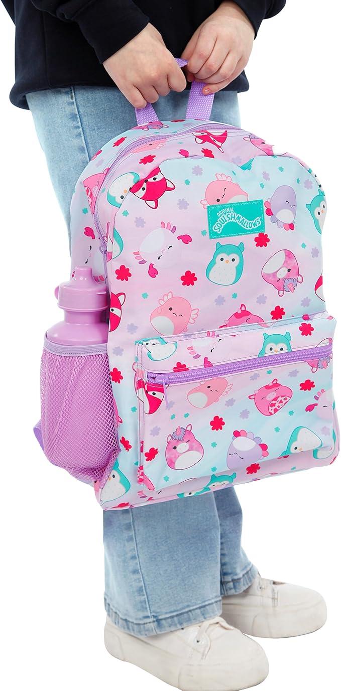 Squishmallows School Bag 4 Piece Set | Kids Backpack And Lunch Bag Set With Pencil Case And Water Bottle | Children's Backpacks | Official Merchandise, NDSM85636