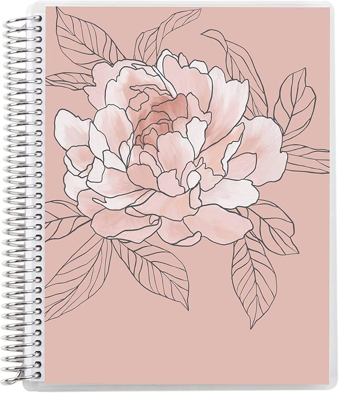 Erin Condren 8.5" X 11" Spiral Bound Productivity Notebook, Flora Peony, Functional 160 Lined Page and 80Lb Thick Paper Spiral Notebook, Stickers Included