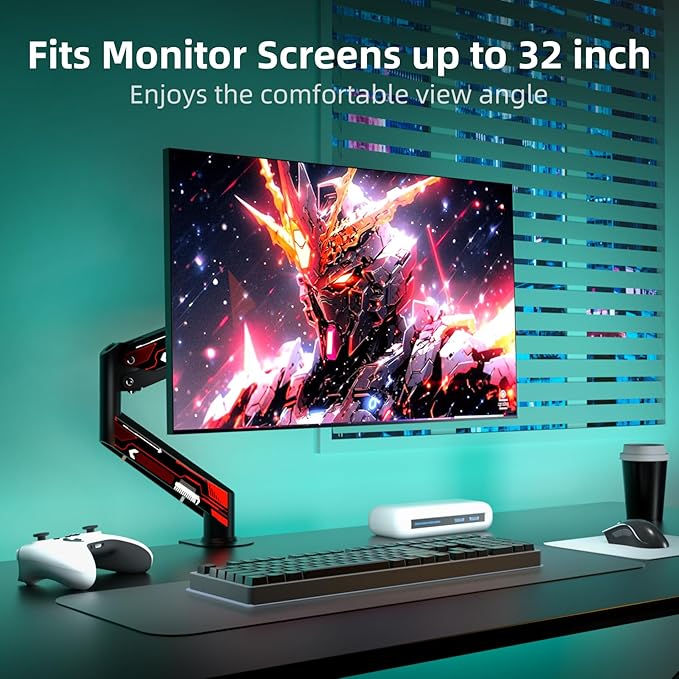 Suptek Monitor Mount, Gas Spring Monitor Arm Desk Mount Fully Adjustable Fits 32 inch Monitors Weight Capacity up to 22 lbs(MD8WR)