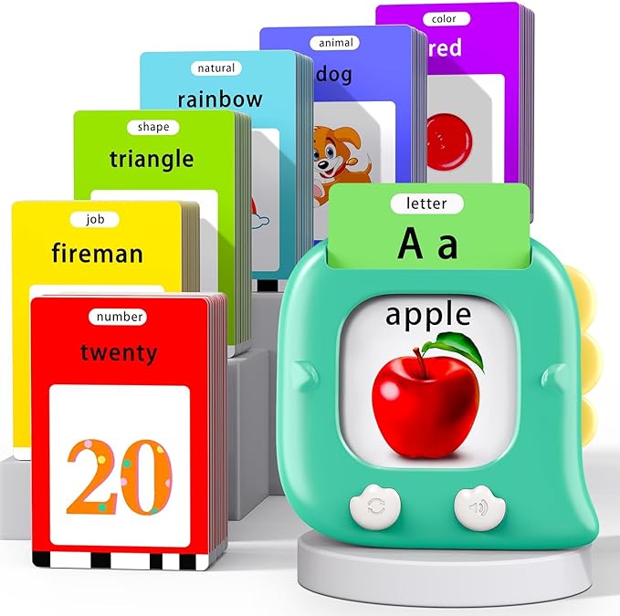 Kidzdo Talking Flashcards for Toddlers 1 2 3 4 5 6 Years Old, 520 English Sight Words Educational Toy, Pocket Speech Language Toys, Autism Toys for Kids 1-6, Birthday Gifts for Boys and Girls, Green