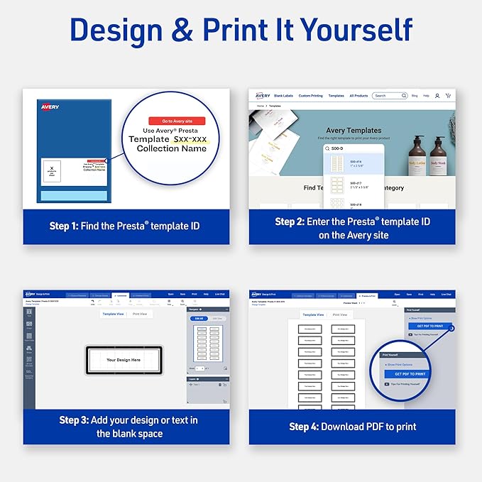 Avery Printable Rectangle Adhesive Name Badges, Pre-Printed Colorful Design, Matte White, 2-1/3" x 3-3/8", Laser & Inkjet Compatible, 80 Total, Great for Branding, Marketing, and Events