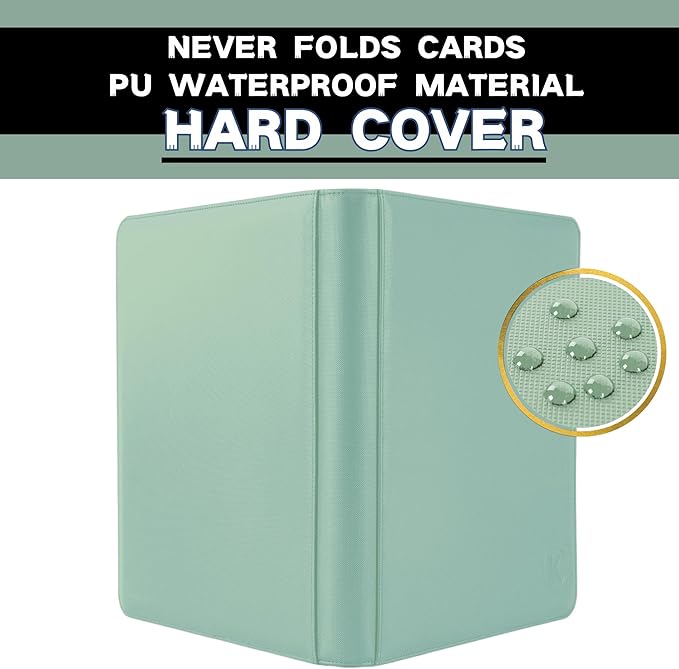 1000+ Pockets Trading Card Binder, 16-Pocket Card Ablum Compatible with MTG,Sports Cards & Other Standard Size Trading Cards (Light Green)