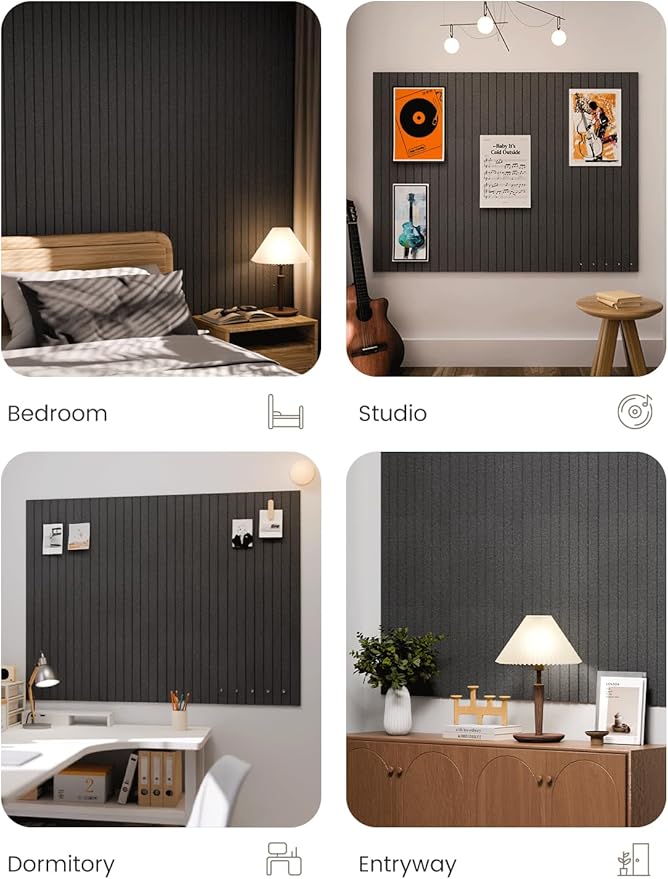 Fluxynara Large Felt Bulletin Board 48" x 36" Cork Board Alternative-12 Pack with 70 Safe Removable Adhesive Tabs, Cork Boards for Walls Cork Board for Home Office Classroom Pin Board (Charcoal Gray)
