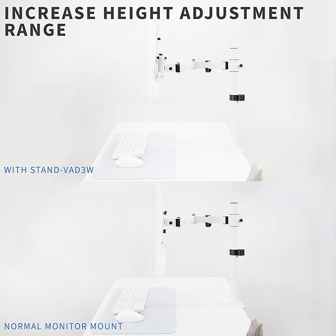 VIVO Height Adjustable VESA Adapter for Single 13 to 27 inch Monitor, Accessory Bracket Kit for Individual Screen, White, STAND-VAD3W