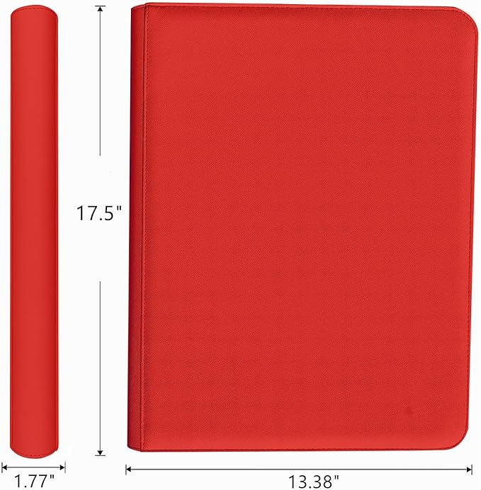 16 Pocket Card Binder, 1000+ Premium Zip Trading Card Binder, Double Sided Pocket Card Binder Album, Ringless Card Folder for MTG, TCG, Sports Card (Red, 16Pockets)