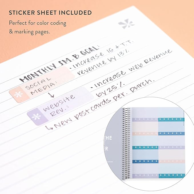 Erin Condren 8.5” x 11” Lined Spiral Notebook, College-Ruled Layout with 80 Lb. Paper, Hypnotic Cover, 160 Lined Notebook Pages, Platinum Coil, Stickers Included