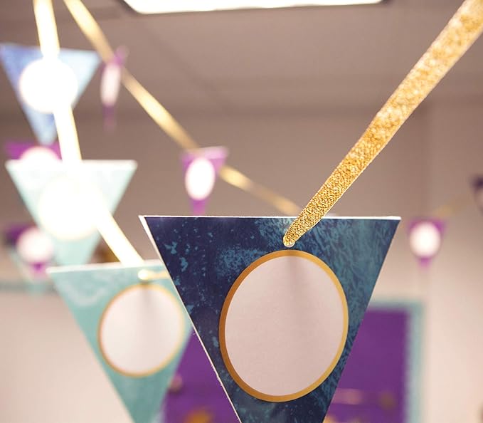 Carson Dellosa 36-Piece Galaxy Pennants, Science and Space Theme Cutouts, Marble and Gold Party Decorations, Name Tags, Bulletin Board, and Classroom Decor