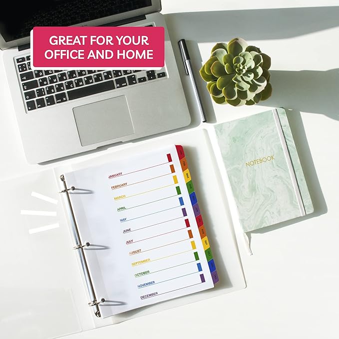 Monthly Dividers for 3 Ring Binder - (Set of 3), 8.5 x 11" Letter Size, Writable A-Z Tabs - Ideal for Organizing Paper at Work, School, or Home